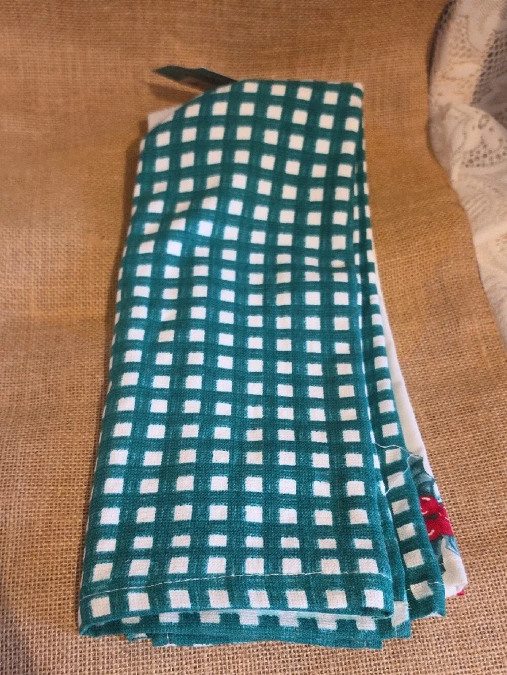 The Pioneer Woman Mulled Cider Kitchen Towel - Cream, Red, Teal, Brown NWT